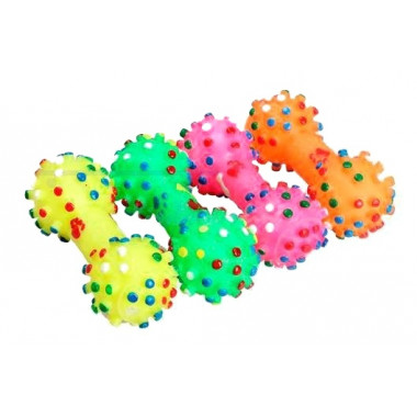 Гантель резиновая с шипами и звуком цветная