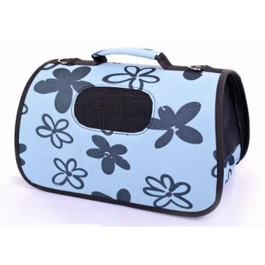 Сумка-переноска для собак и котов  "Голубая в цветы"